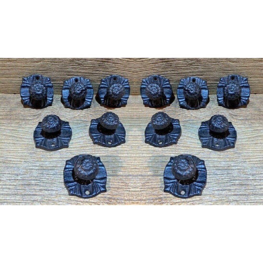 Twelve Vintage Cast Iron Drawer Pull Knob 2 1/4" wide Base Twelve (12) 0184-0062